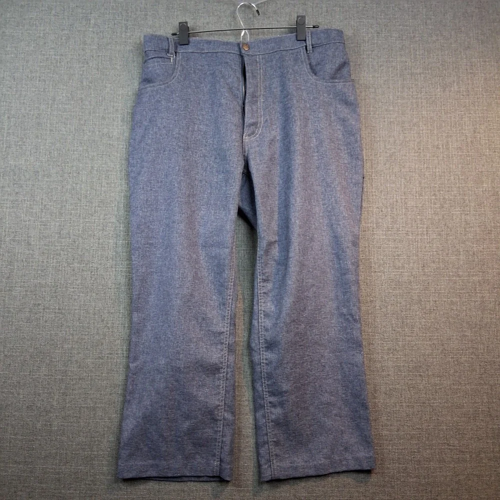 Vintage Blue Heathered Denim Straight Leg Pants Mens 35x24.5 Workwear Casual